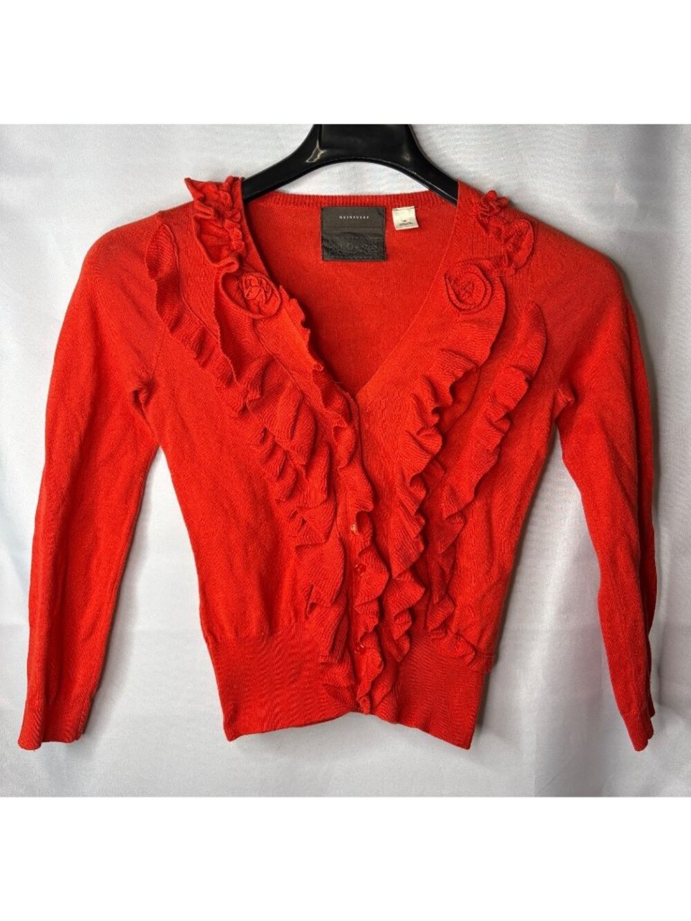 Anthropologie Guinevere Roaming Frills Cardigan Sweater Size XS Button Front